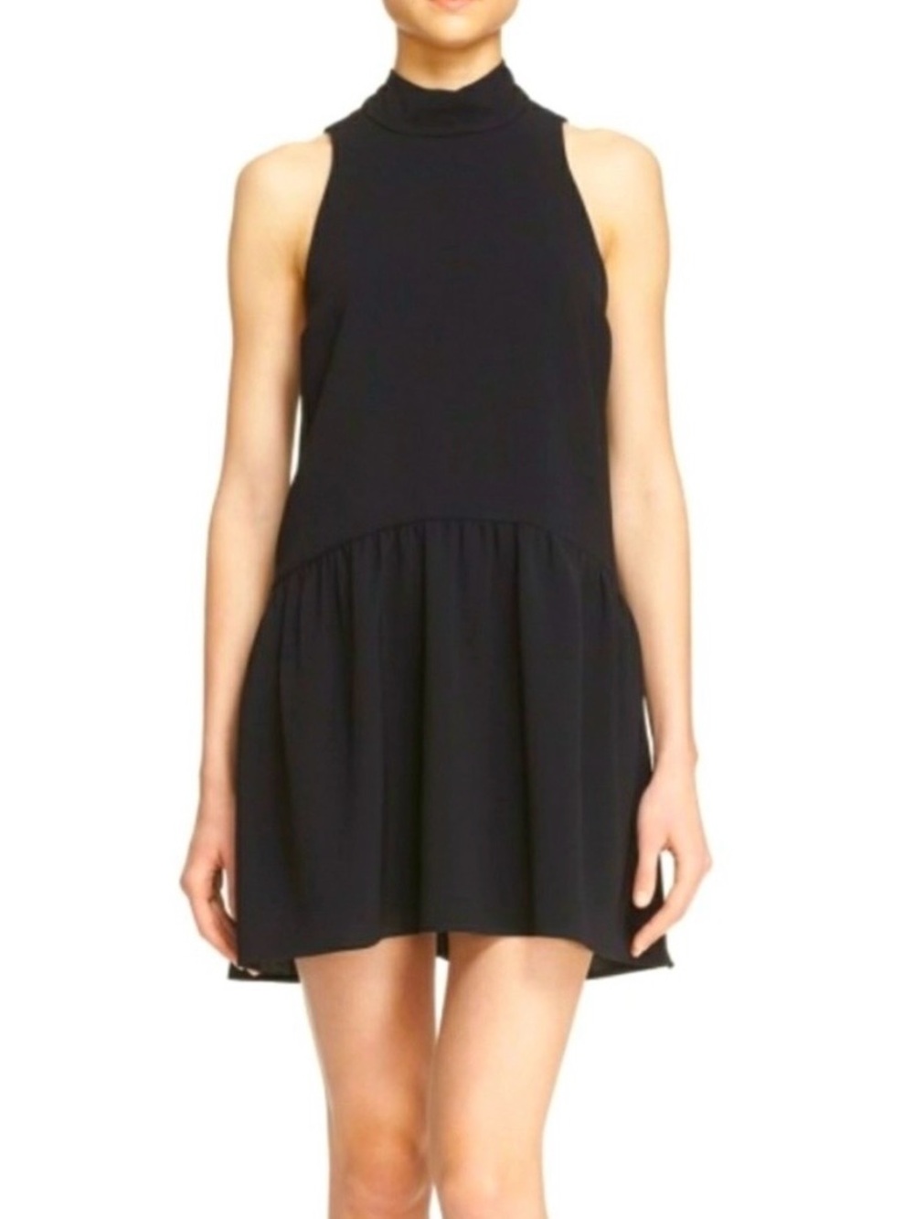 EUC Elizabeth and James Black Sleeveless High-Neck Drop Waist Dress Size M